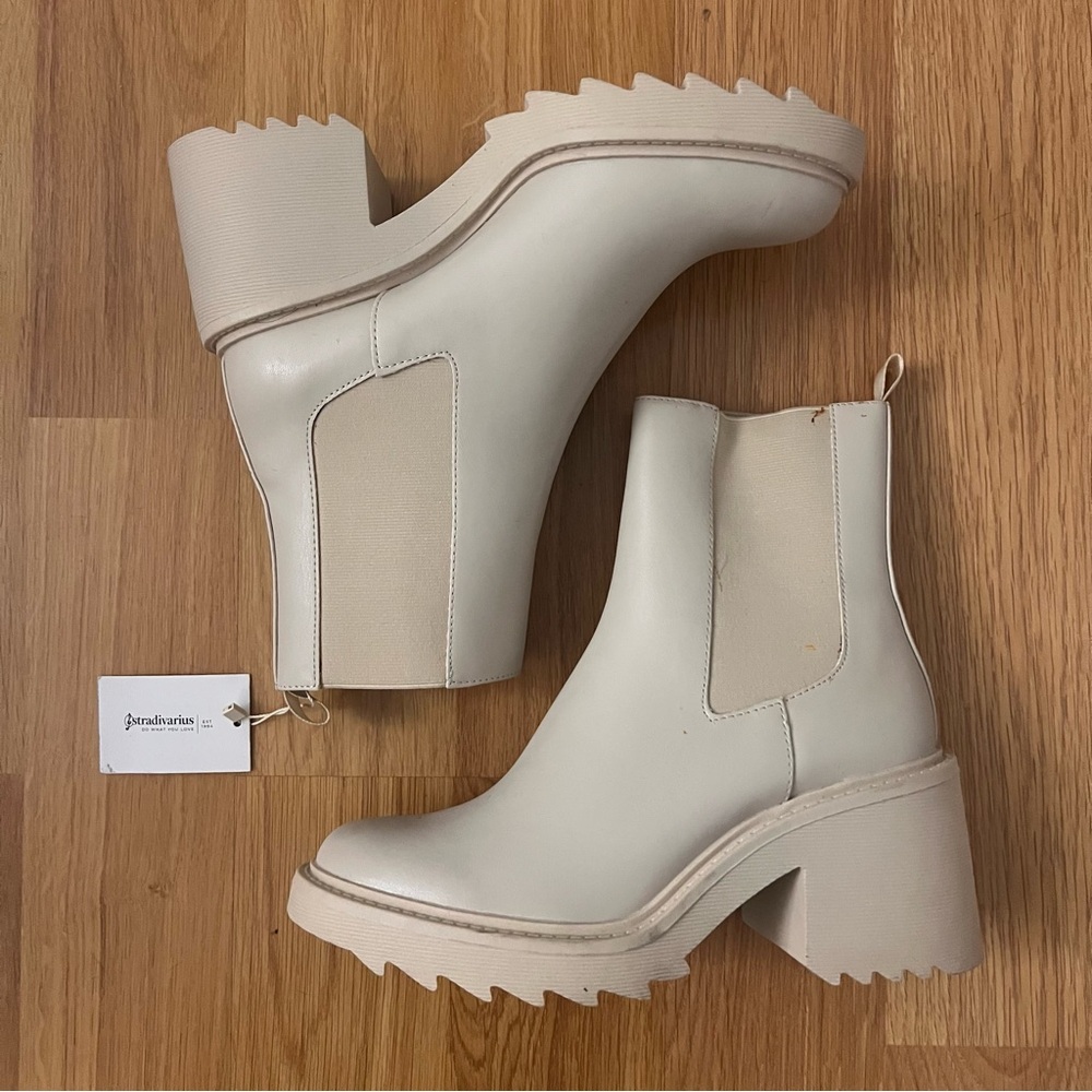 Stradivarius Cream Ankle Boots